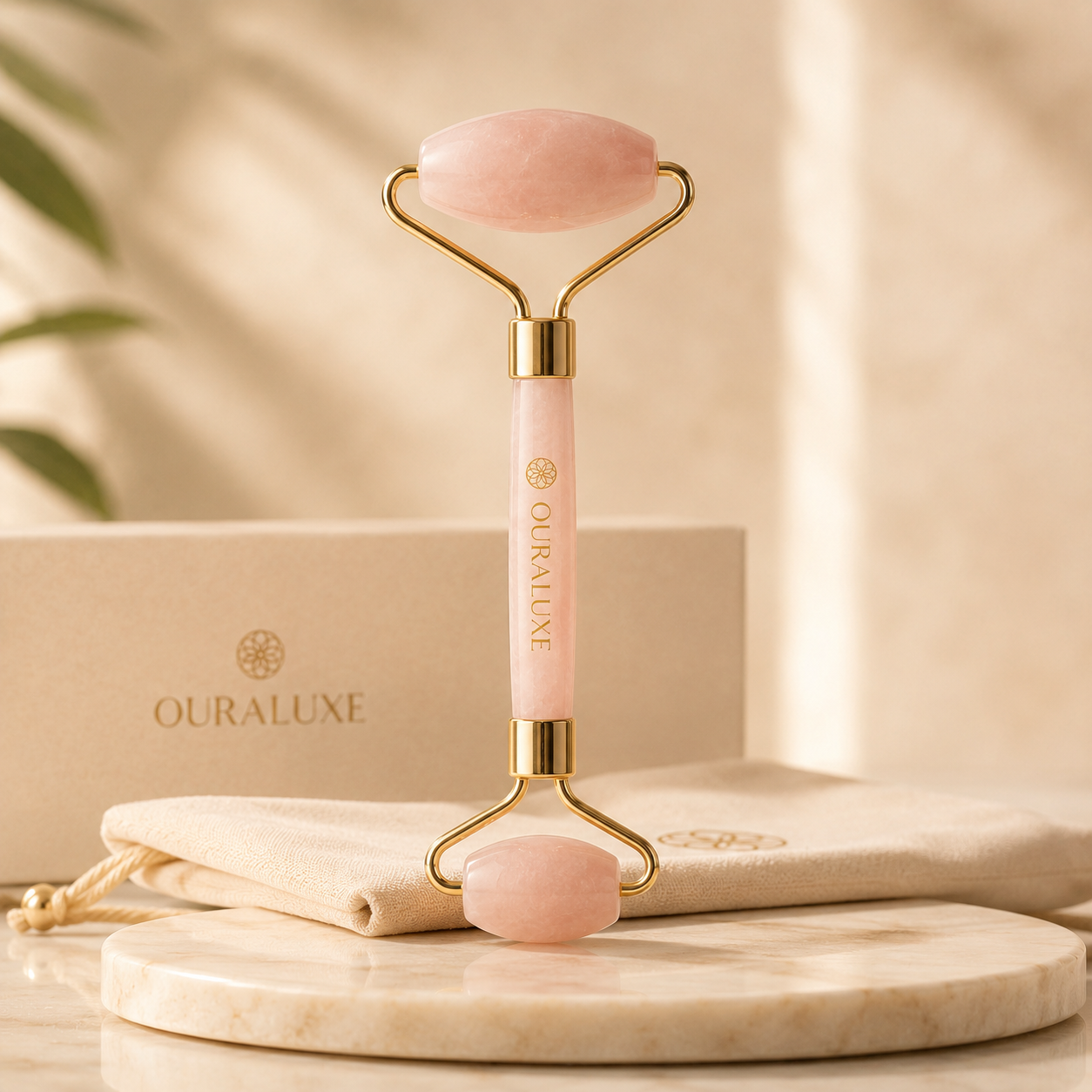 Ouraluxe Rose Quartz Facial Roller